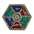 Hex Plate Tibetan Mosaic Cone & Stick Holder