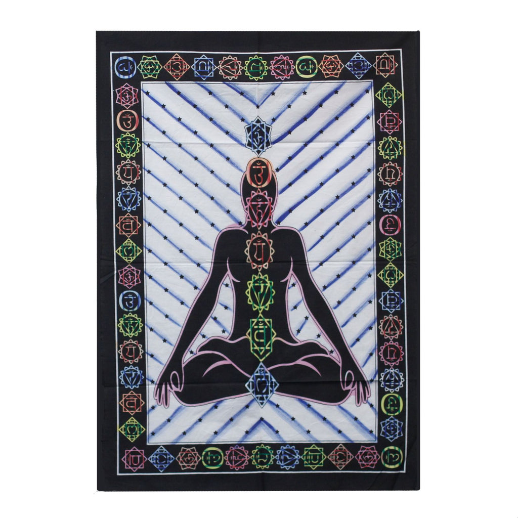 Handbrushed Cotton Wall Hanging - Chakra Buddha