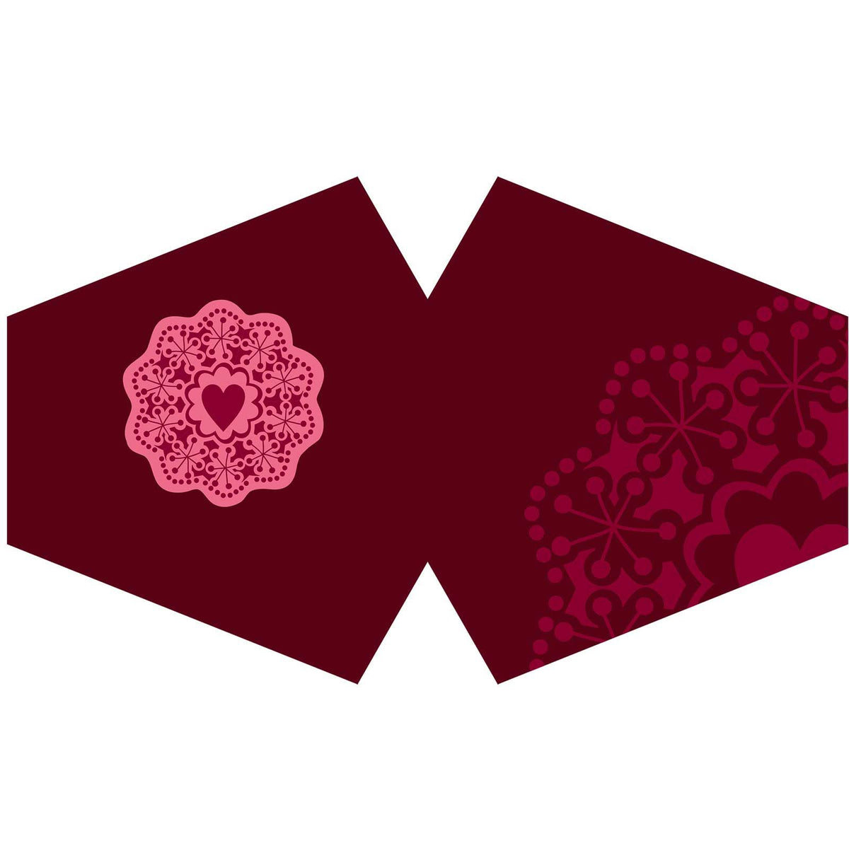 Reusable Red Mandala Heart Face Covering for Adults
