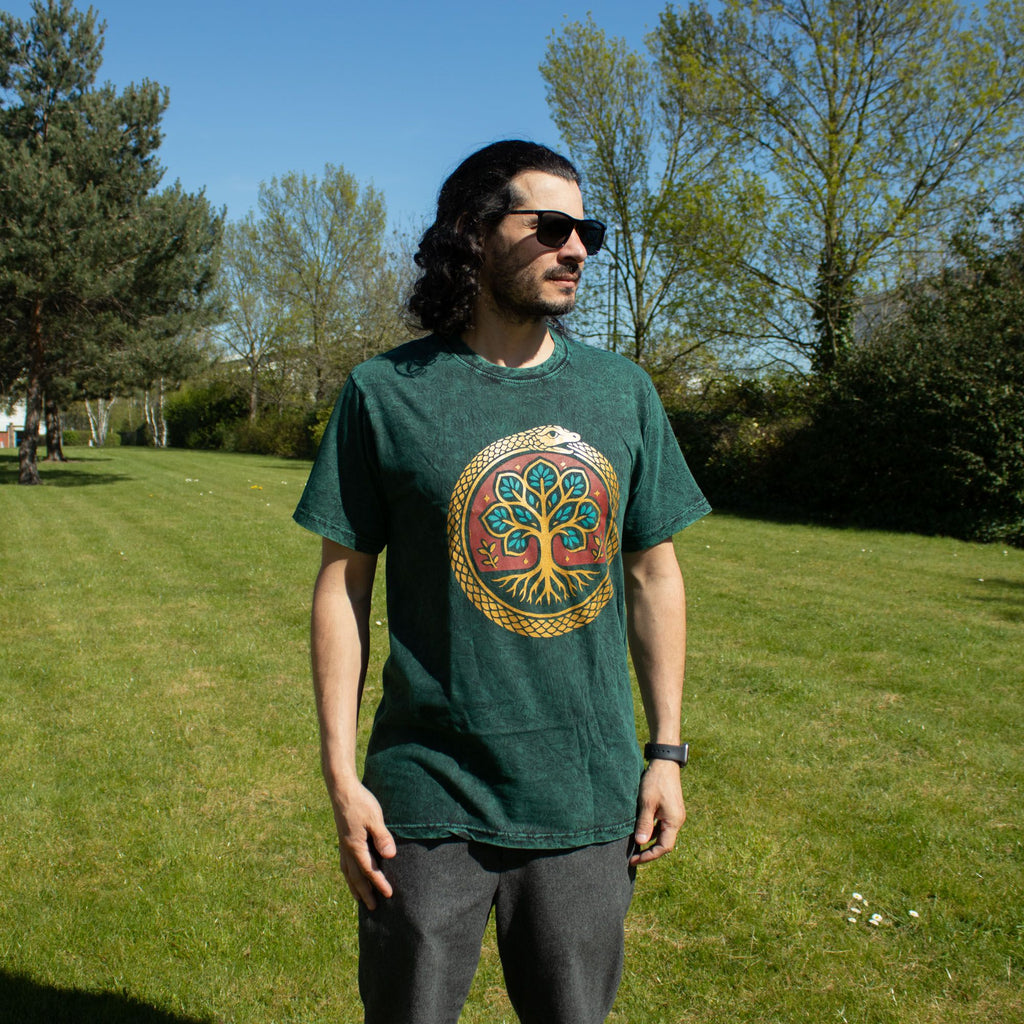 Nomad Sari Stonewashed T-Shirt - Tree of Life - Green - Small – view 4