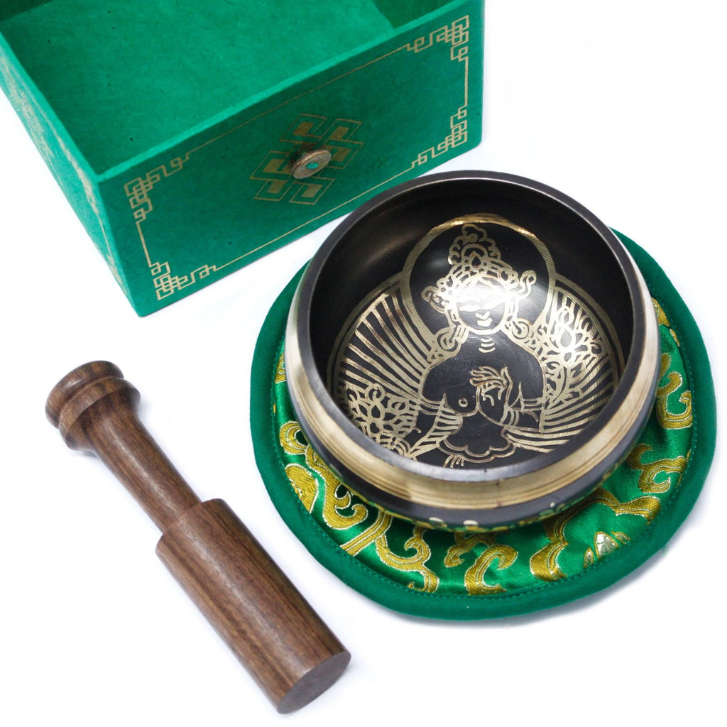 Green Tara Singing Bowl Set - 13cm Brass – view 3