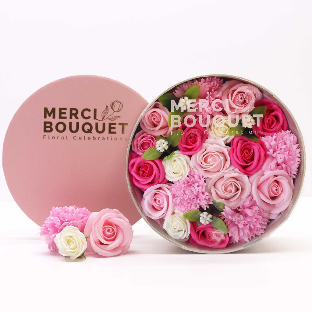 Round Soap Flower Gift Box - Baby Blessings Pink – view 2