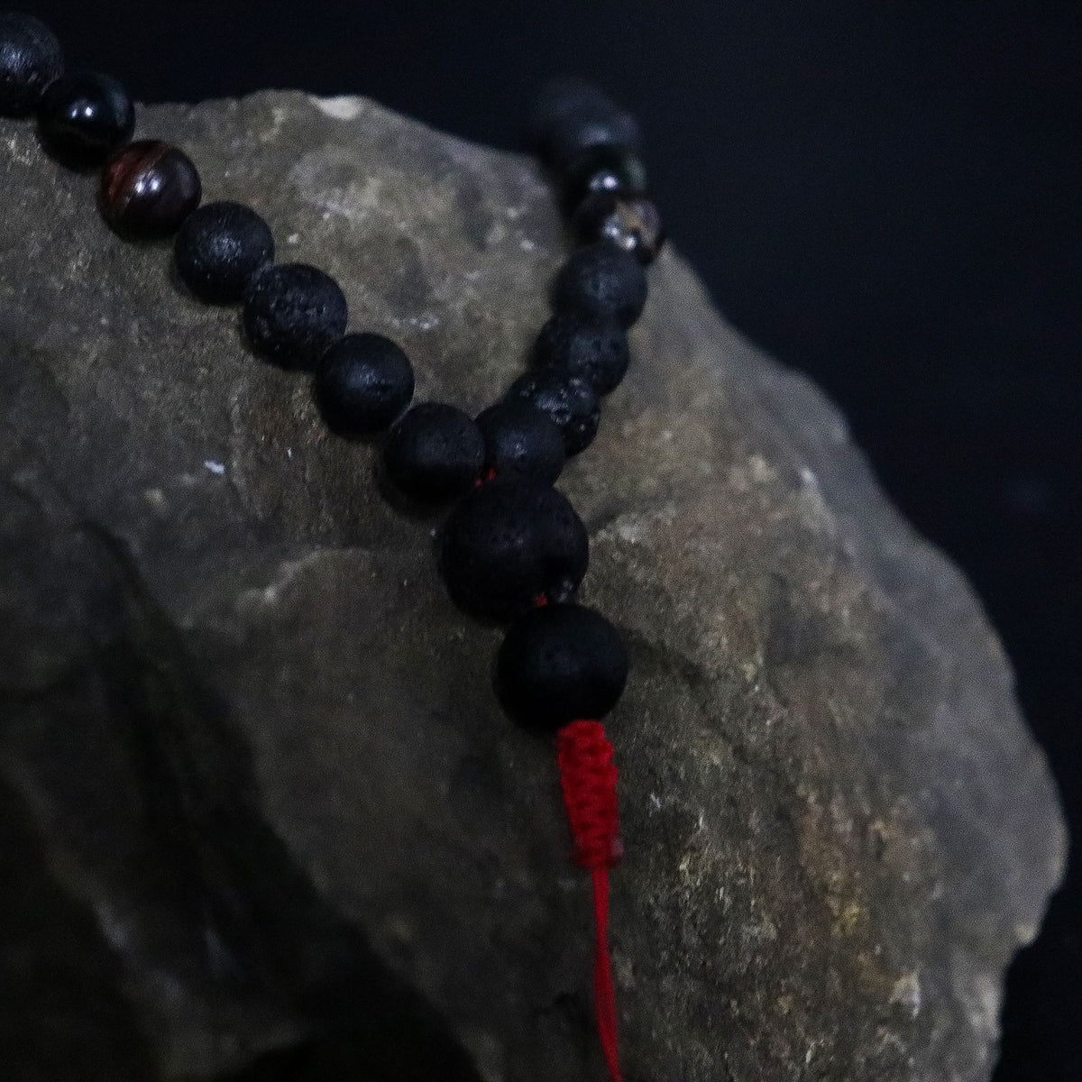 Lava Stone and Tiger's Eye Necklace 42cm - Personal Transformation – view 4