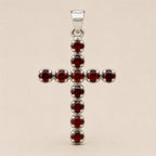 Garnet Crucifix Pendant Necklace on Silver Plated Chain 45cm – view 3