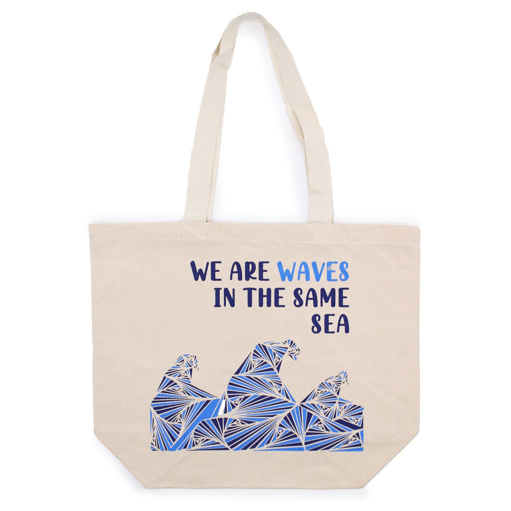 Printed Cotton Bag - We are Waves, Natural – view 3