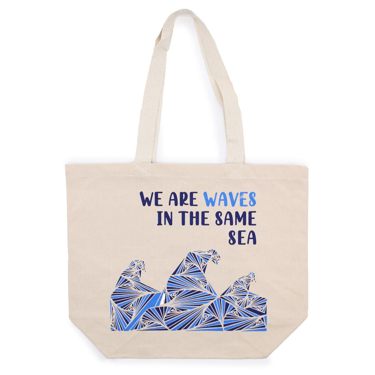 Printed Cotton Bag - We are Waves, Natural – view 3