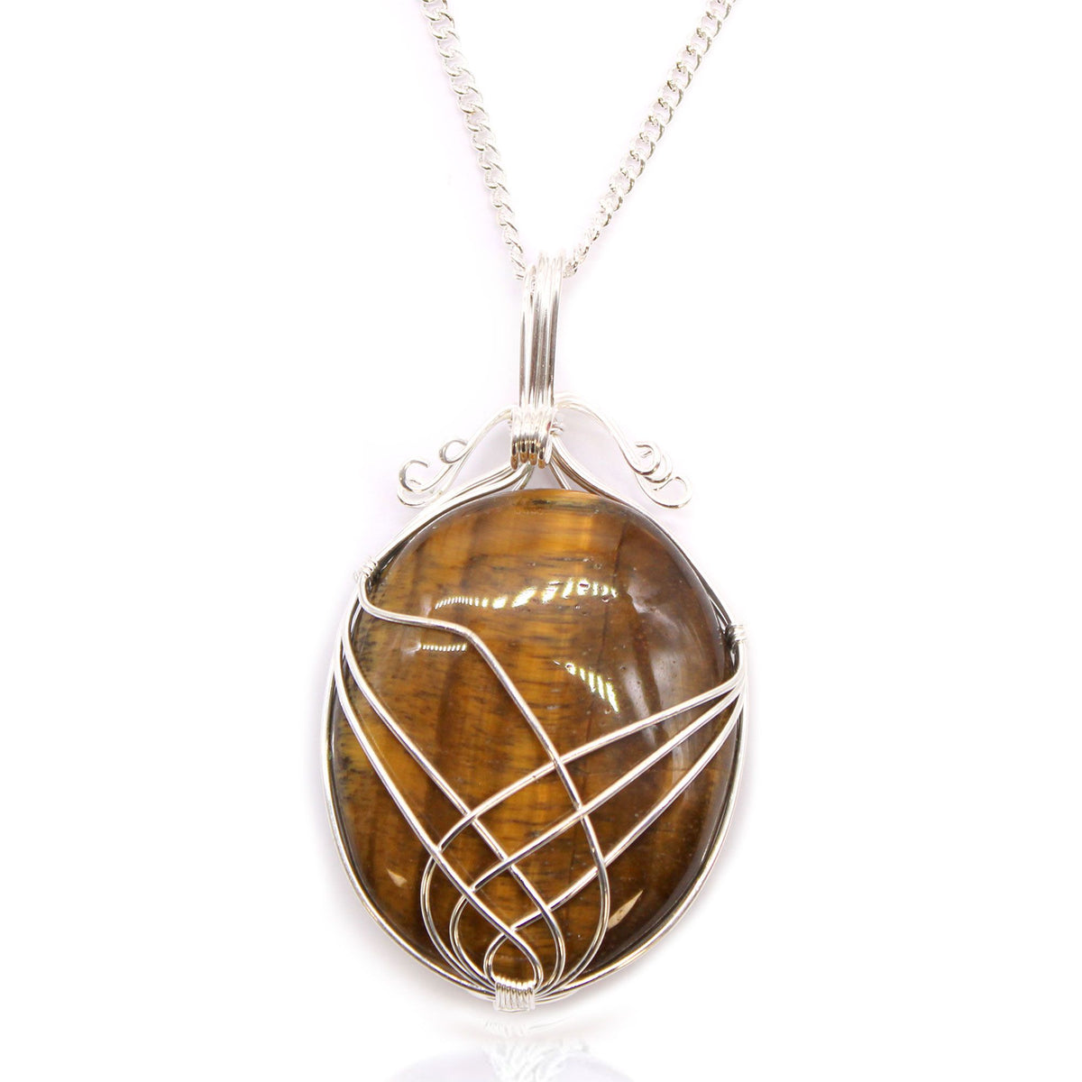 Swirl Wrapped Tiger Eye Gemstone Necklace – view 5