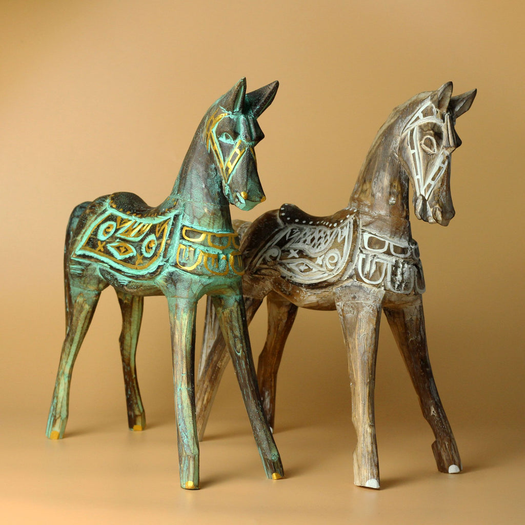 Large Antique Wood Horse Statue, 32 cm – view 3