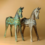 Large Gold and Turquoise Wood Horse, 32 cm – view 4