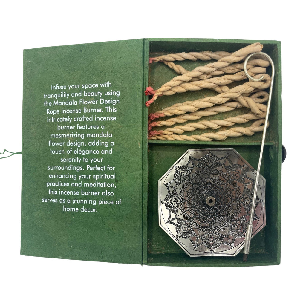 Rope Incense and Silver Plated Holder Set - Mandala Flower – view 3