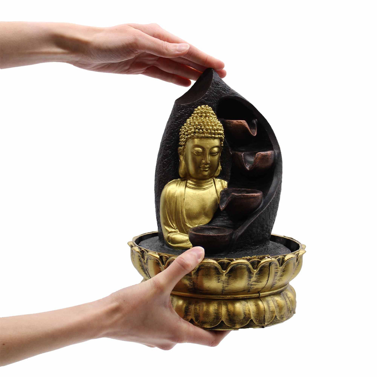 Golden Buddha Tabletop Water Feature, Pouring Pots – view 3
