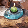 Molten Glass Flat Candle Holder on Wood