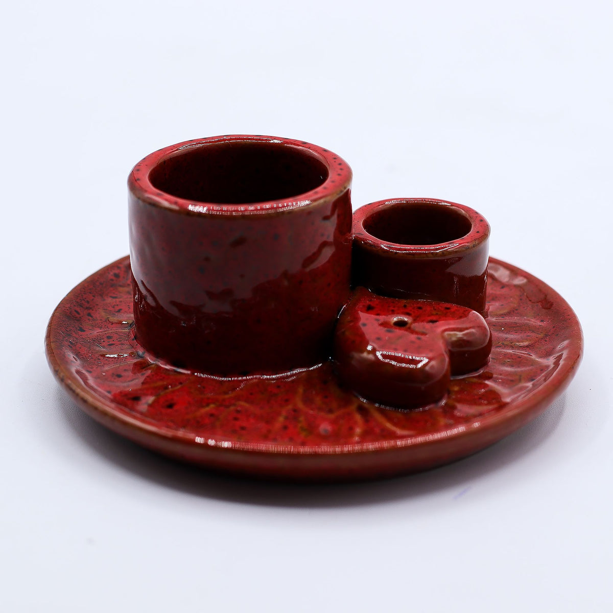 Ceramic Palo Santo & Smudge Holder, Mandala, Red with Heart – view 3