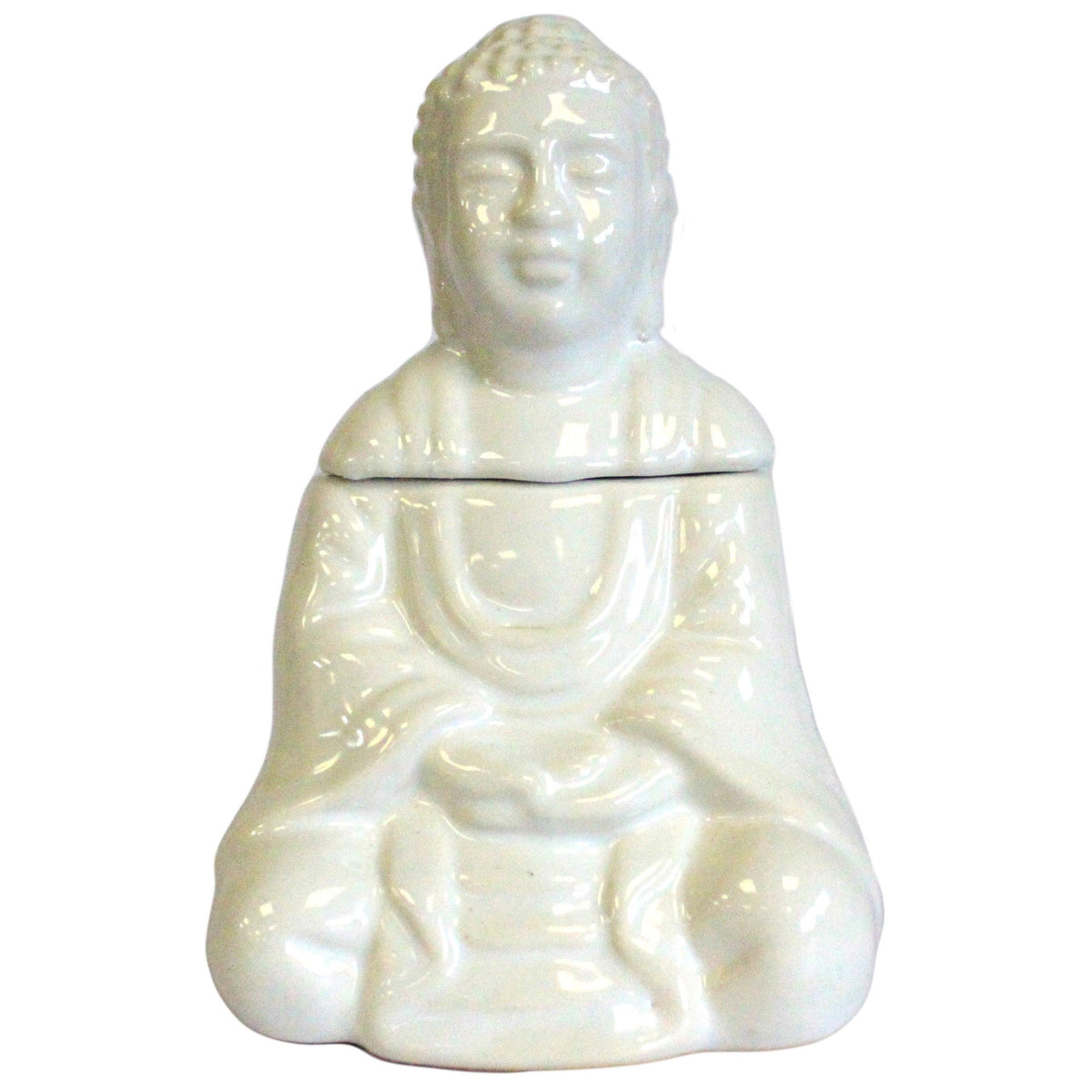 Sitting Buddha Ceramic Oil Burner - White