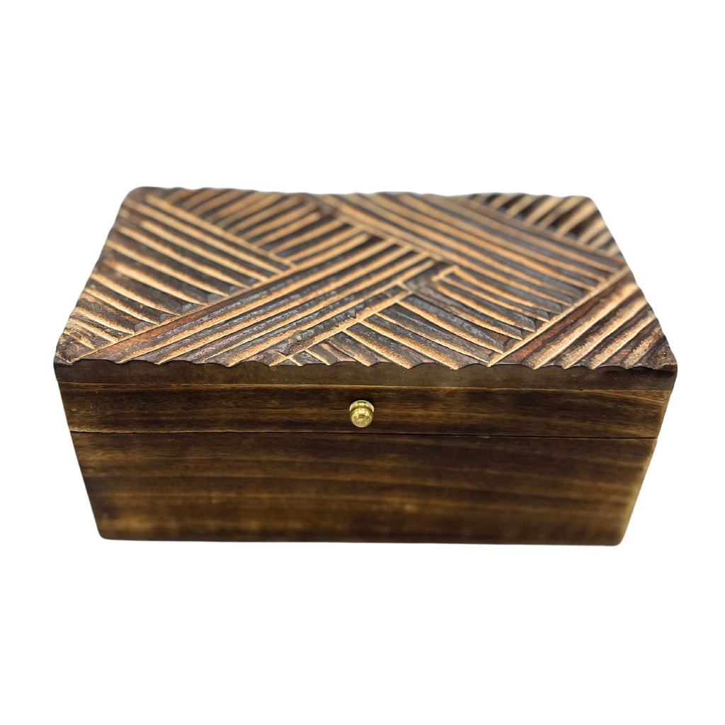 Vintage Deco Wooden Storage Box - Antique Lines, 22 x 12 cm – view 2
