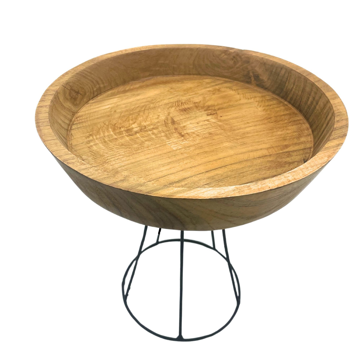 Elevated Teak Bowl on Metal Stand - Large Tray 25cm – view 9