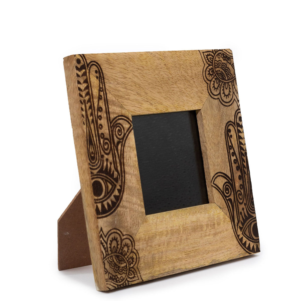Small Mango Wood Picture Frame, Hamsa, Black