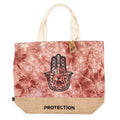Jute and Cotton Tote Bag - Terracotta Stonewash Hamsa