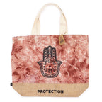 Jute and Cotton Tote Bag - Terracotta Stonewash Hamsa