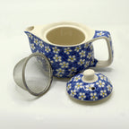 Small Herbal Teapot with Strainer - Blue Daisy