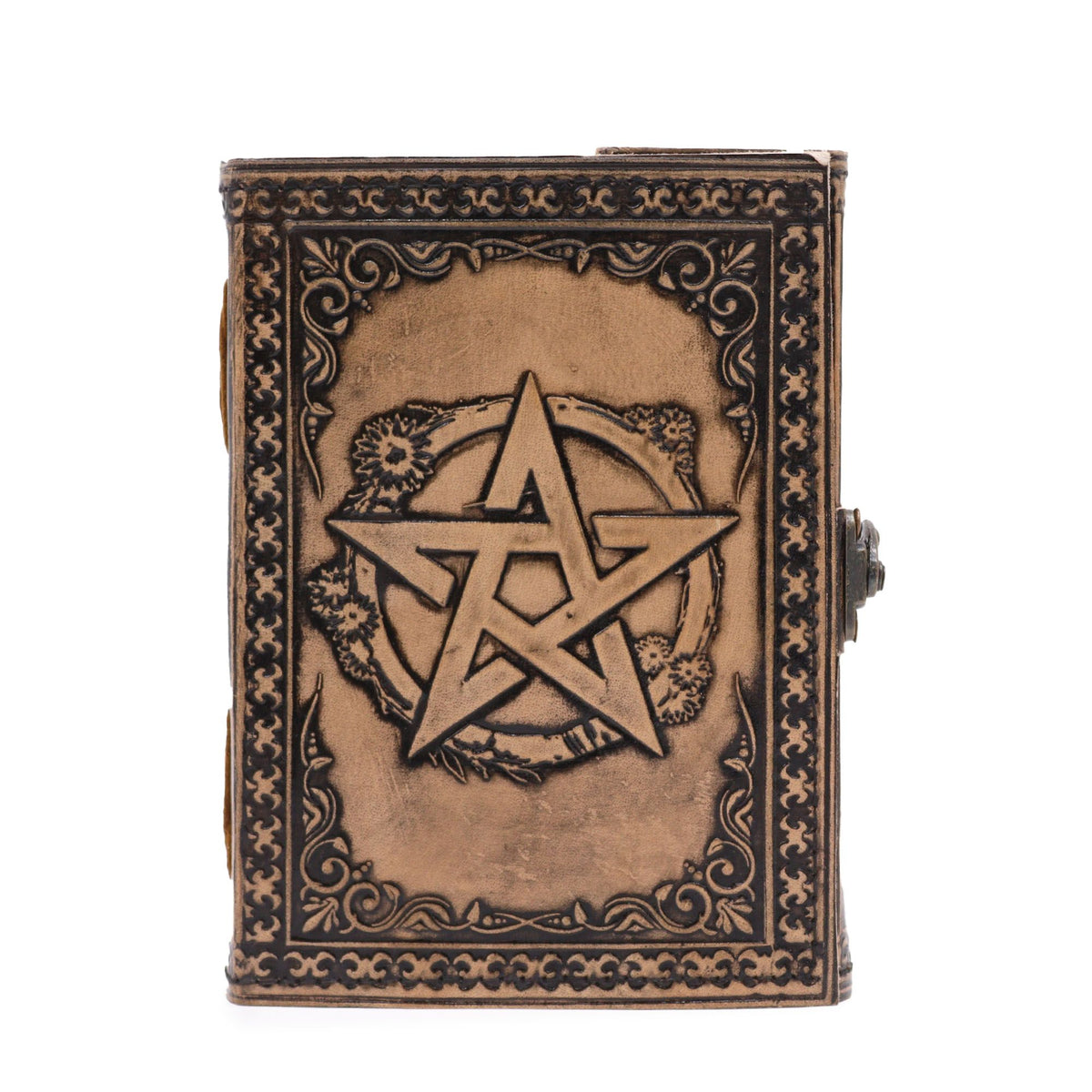 Pentacle Leather Notebook, Antique Grey, 200 Pages, 17.5x12.5x3cm – view 2