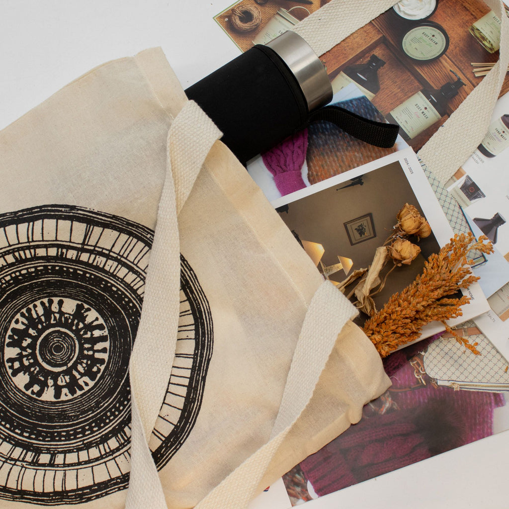 Nomad Sari Tote Bag - Urban Mandala Print - Natural Cotton