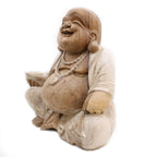 Hand Carved Happy Buddha Statue, Whitewash, 50cm – view 6