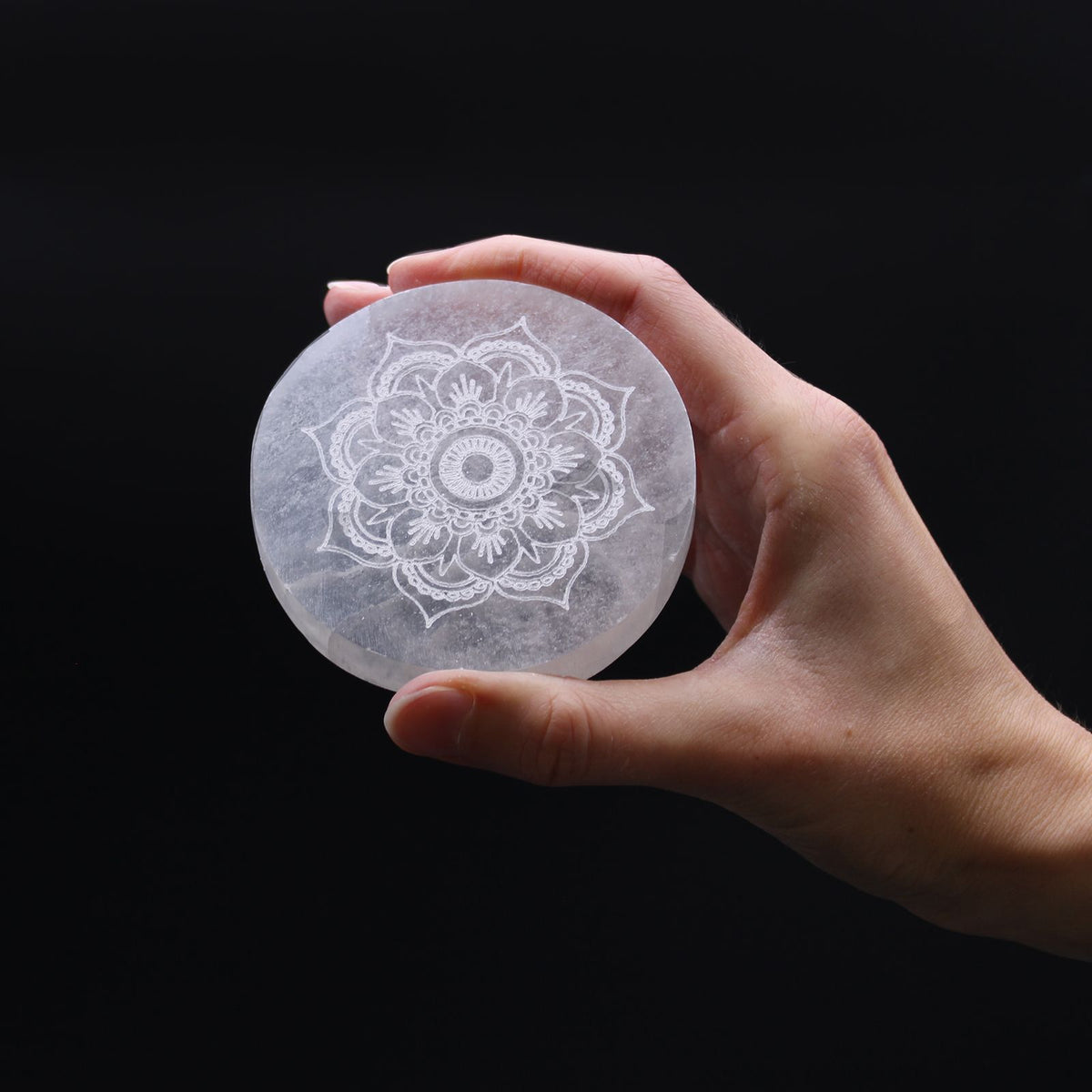 Selenite Charging Plate 8cm - Mandala Design