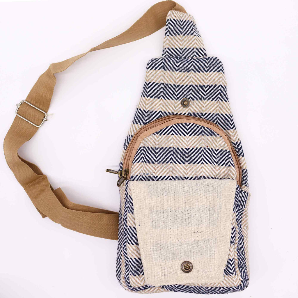 Tan & Navy Natural Cotton Cross-Body Bag – view 4