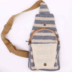 Tan & Navy Natural Cotton Cross-Body Bag – view 4