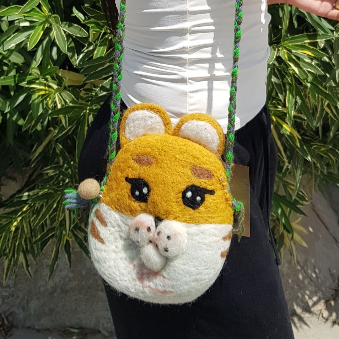 Felted Tiger Bag with Braided Strap – view 2