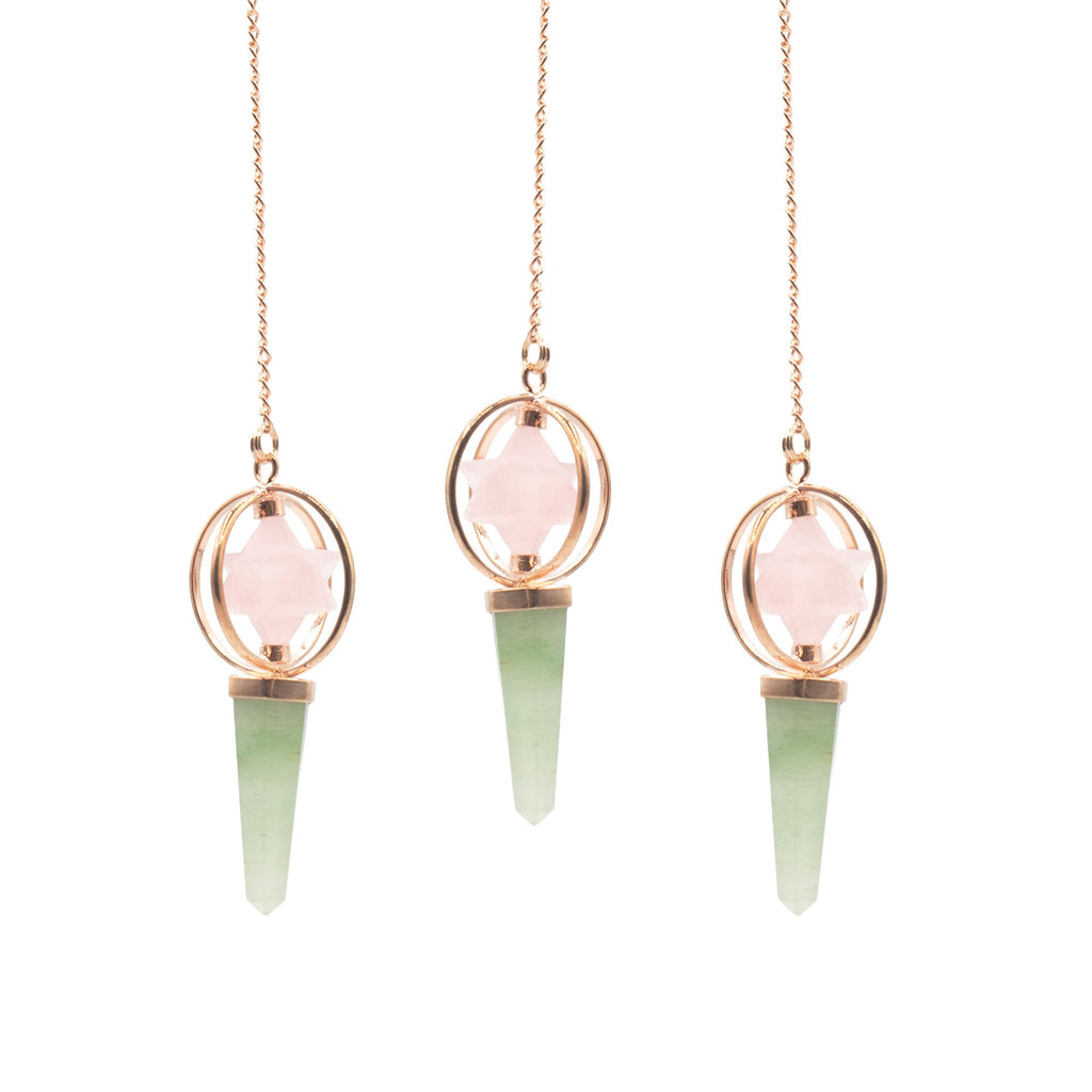 Heart Compass Pendulum - Rose Quartz & Aventurine