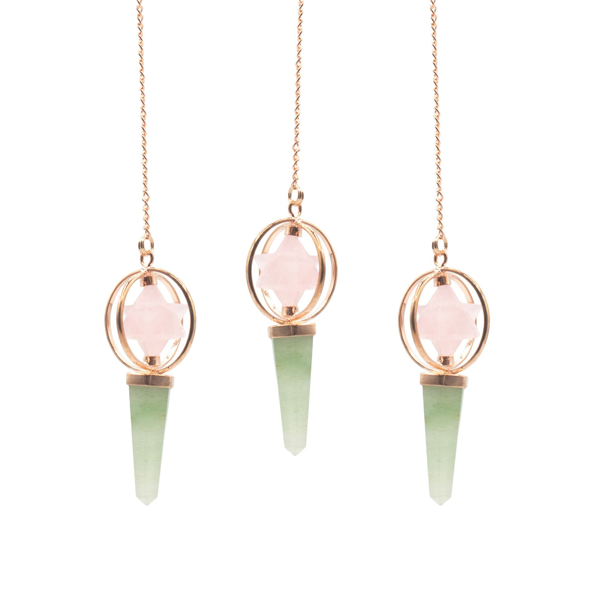 Heart Compass Pendulum - Rose Quartz & Aventurine
