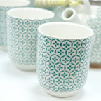Ceramic Herbal Teapot Set with 6 Cups - Green Mosaic – view 3