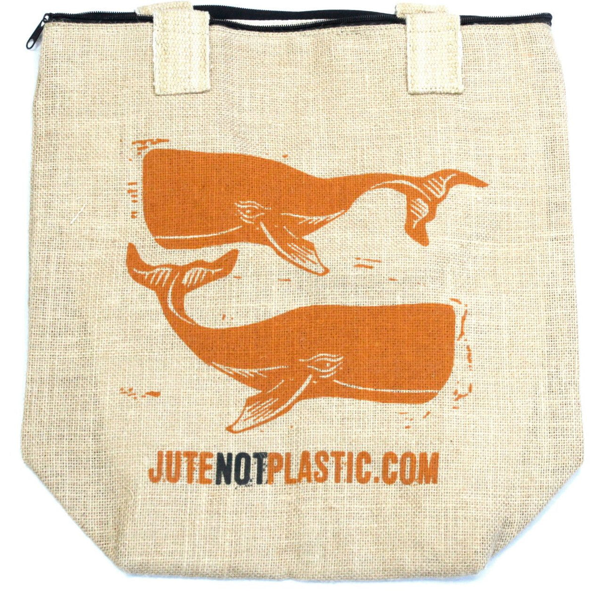 Two Whales Print Jute Shopping Bag – view 2