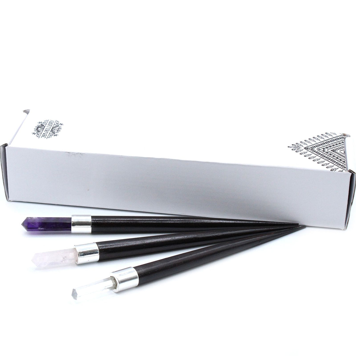 Set of 3 Pointed Healing Wands - Rose, Rock and Amethyst Quartz – view 3
