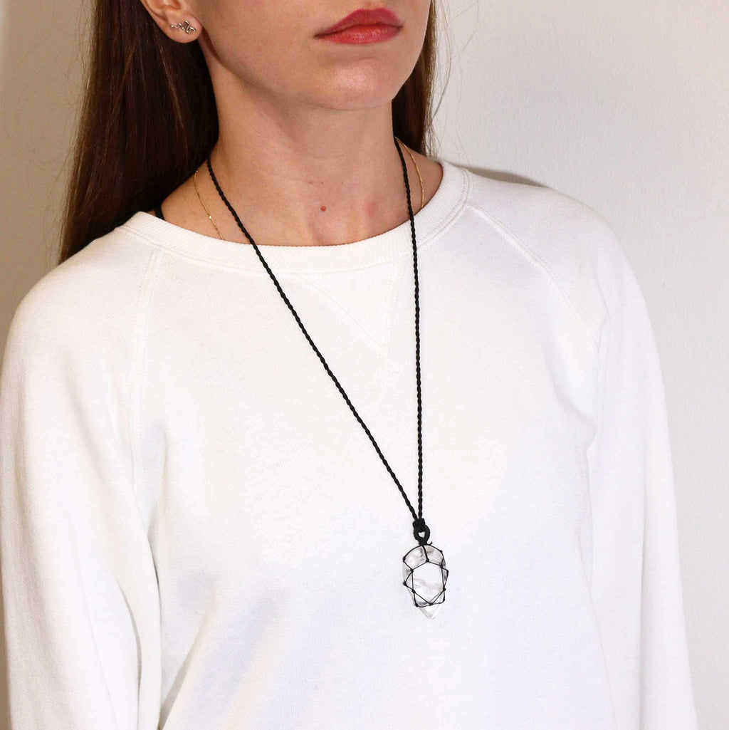 Laced Gemstone Teardrop Pendant - Rock Quartz – view 2