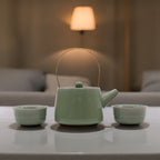 Jade Green Ceramic Teapot Set - Pot & Two Cups – view 3