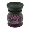 Soapstone Oil Burner 10cm - Flower of Life Five Colours