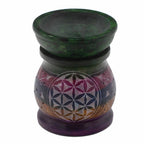 Soapstone Oil Burner 10cm - Flower of Life Five Colours