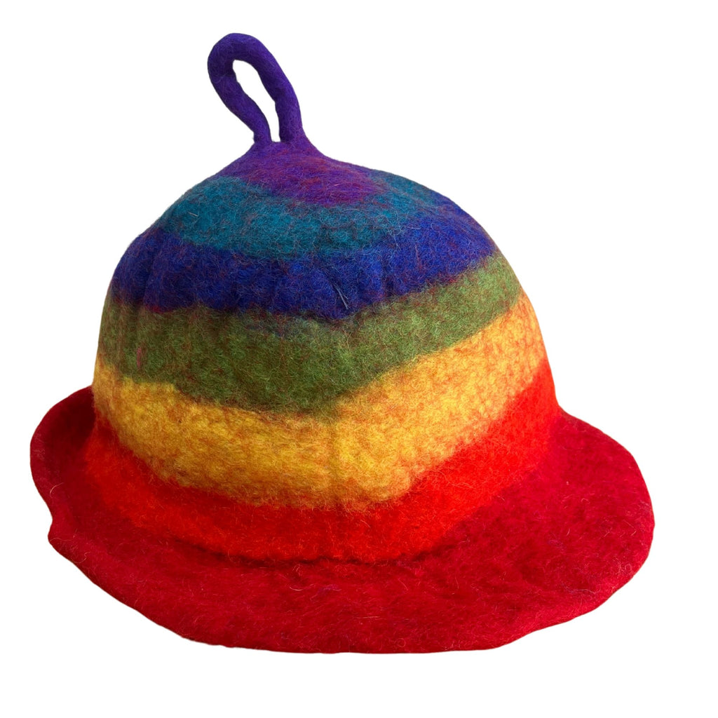 Felted Wool Sauna Bowl Hat - Rainbow – view 3