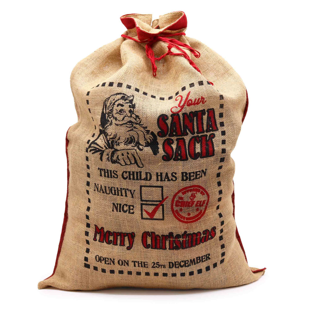Jute Santa Sack - This Child Has Been Nice Print