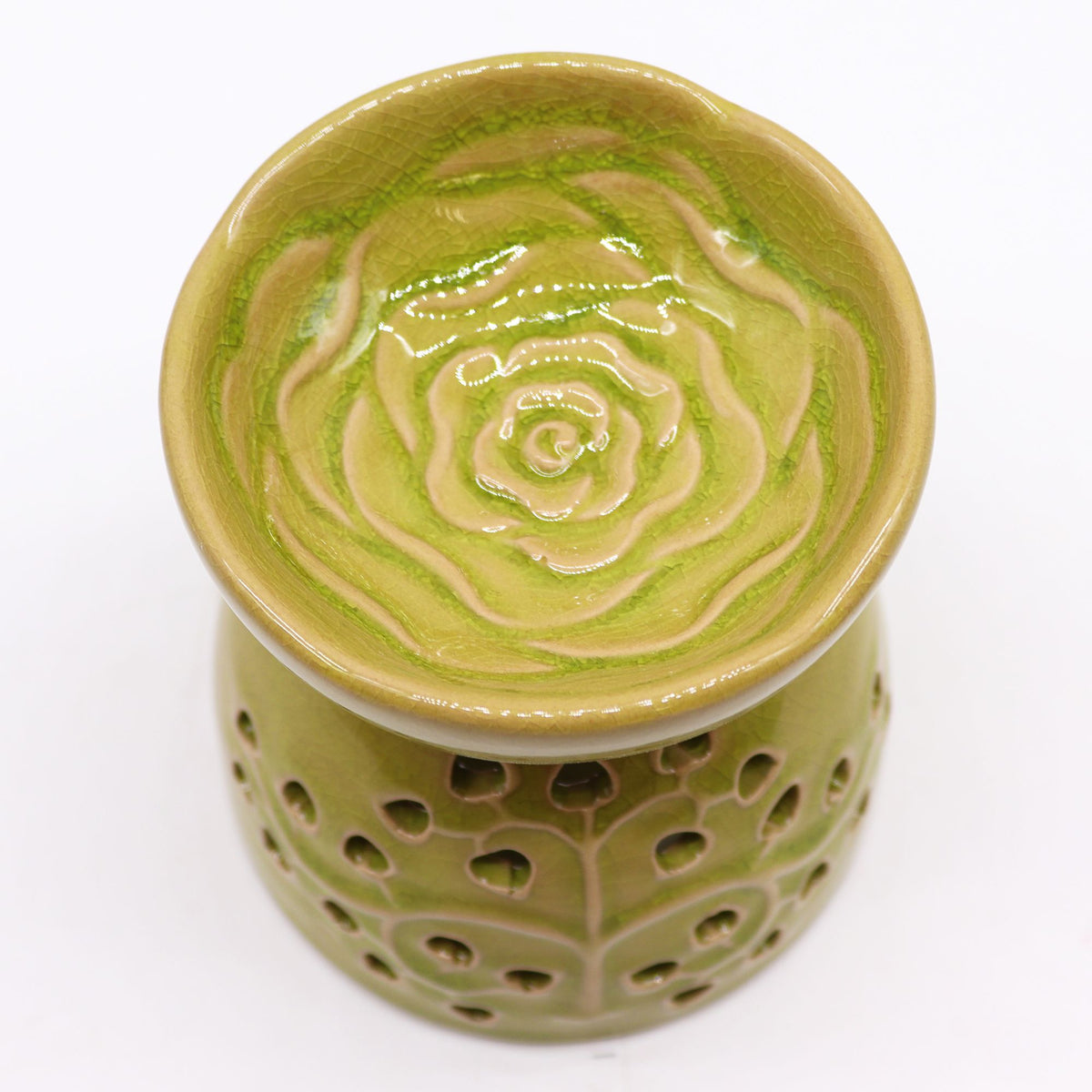Tree of Life Ceramic Oil Burner - Lime – view 2