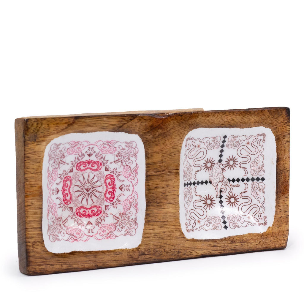 Enamelled Mango Wood Double Trinket Tray 20x10x2.5cm – view 4