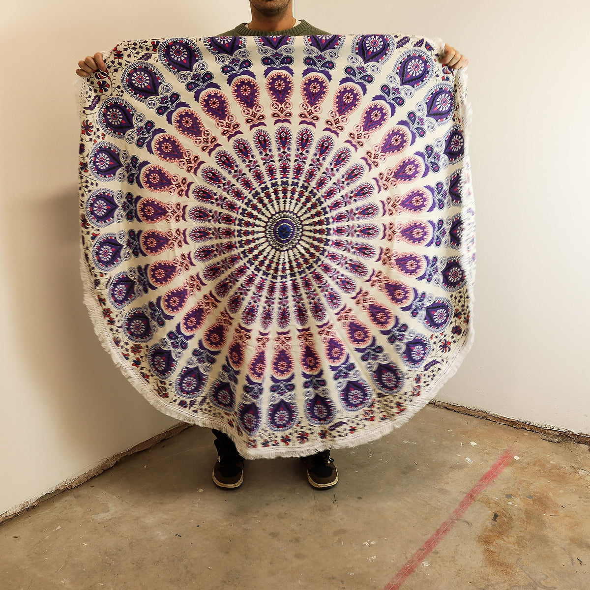 Small Mandala Roundie Cotton Art (130cm) - Peacock Purples – view 2