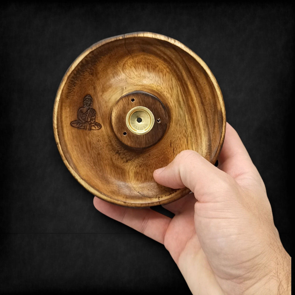 Buddha Incense Stick & Cone Burner Disc - Mango Wood – view 4