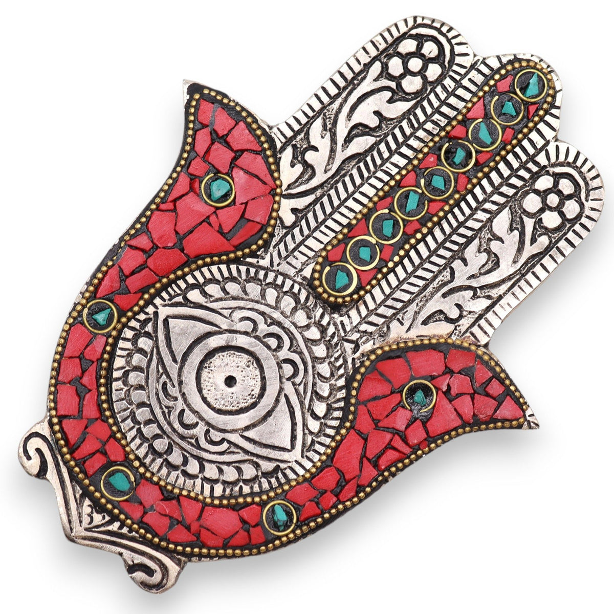 Red & Green Small Hamsa Incense Holder 13x5.5cm – view 3