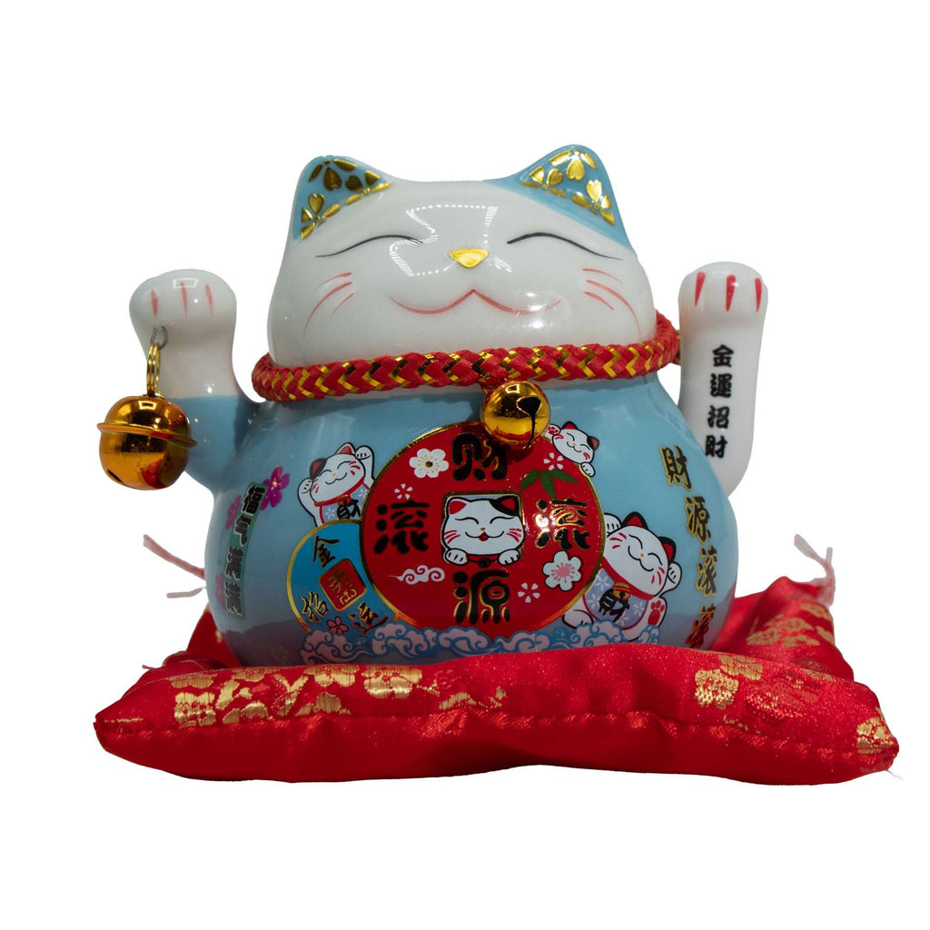 Money Cat Ornament, Moving Paw - Blue