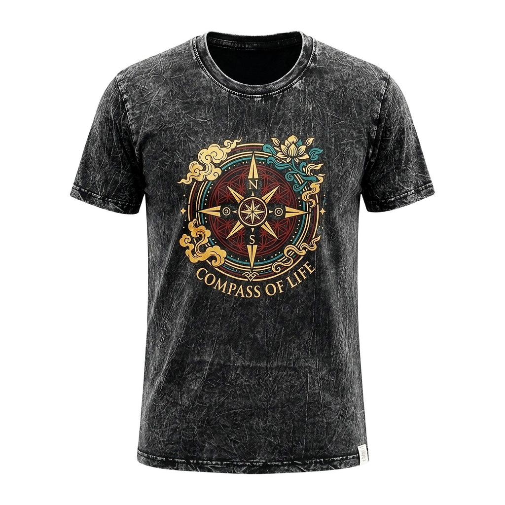 Nomad Sari Stonewashed T-Shirt - Compass of Life - Charcoal - Small – view 4
