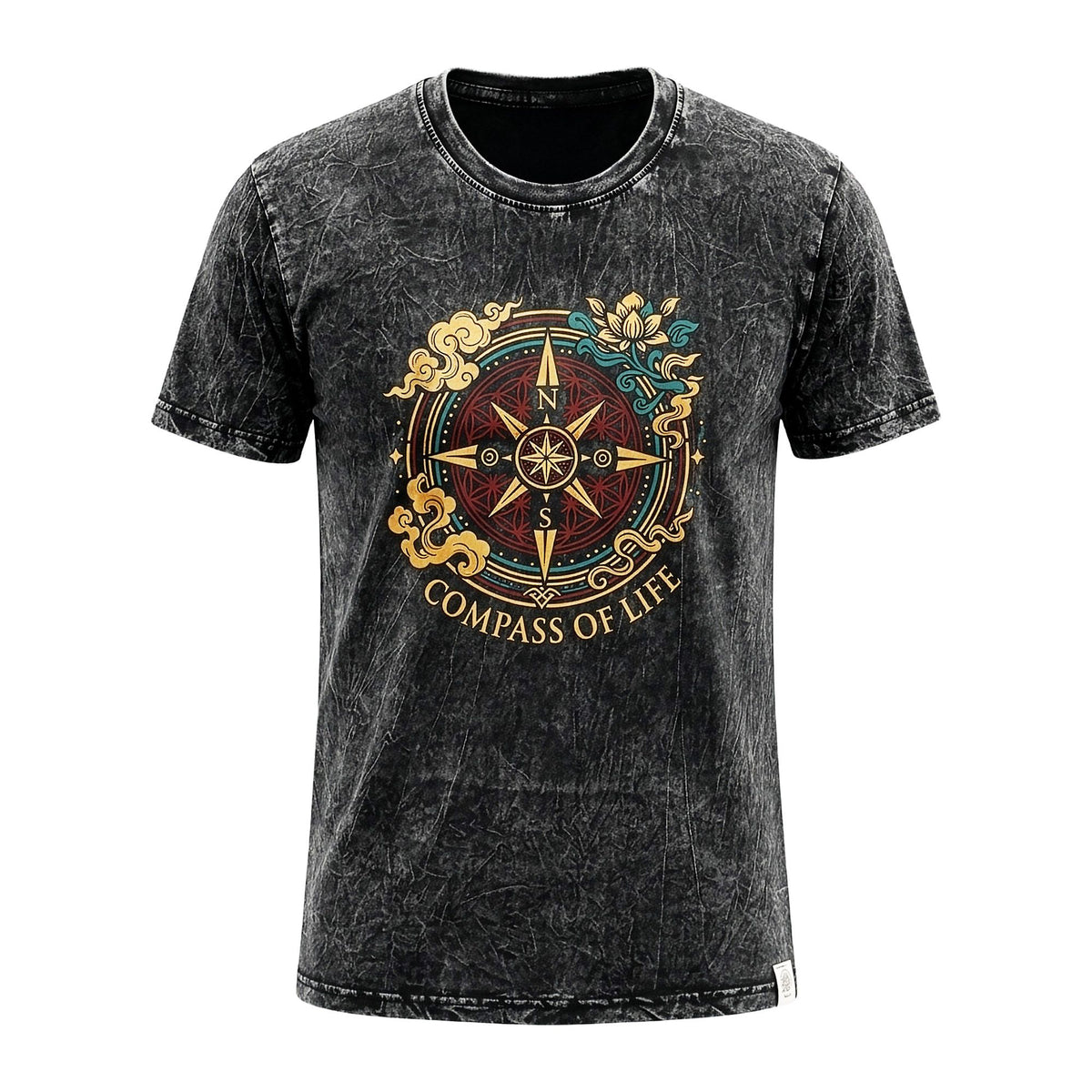 Nomad Sari Stonewashed T-Shirt - Compass of Life - Charcoal - Small – view 4